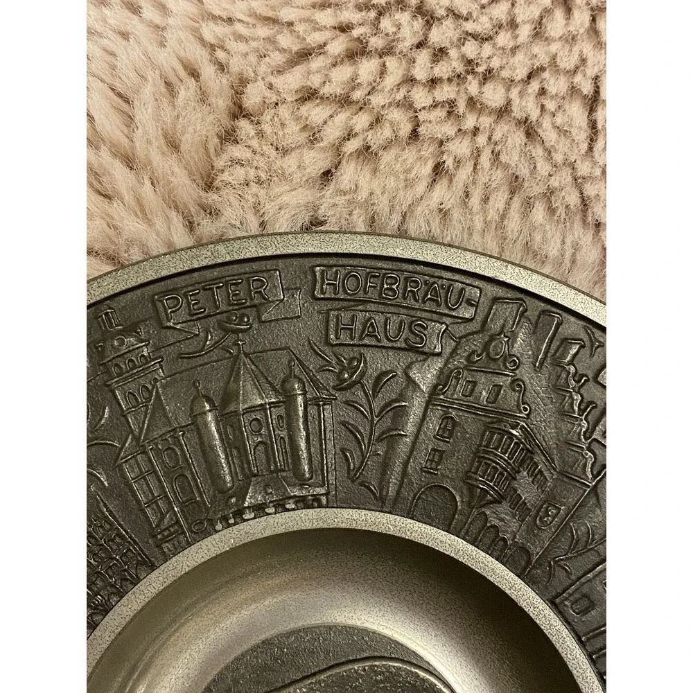 Munchen Pewter Souvenir Plate Wall Art Decor W/ Important Historical Buildings